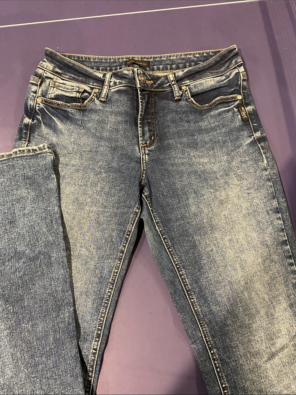 Silver Jeans Women's Straight Leg Denim in Medium Dark Blue